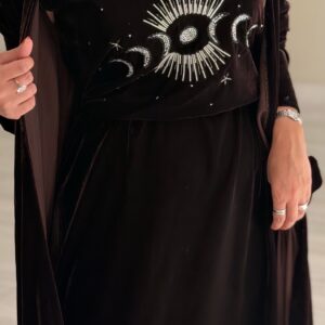 Alternative view of Brown kaftan cardiganxDress- Moon