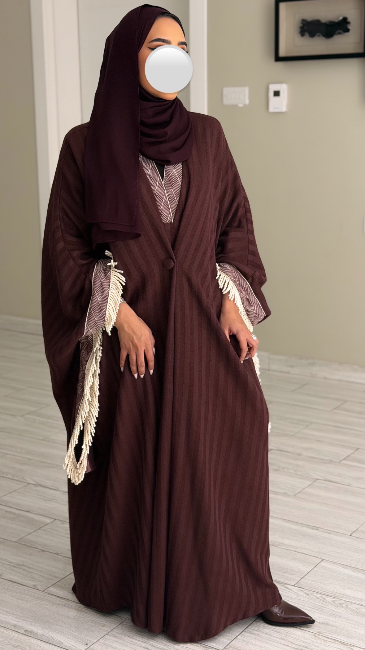Lines kaftan - Maroon - الصورة 2