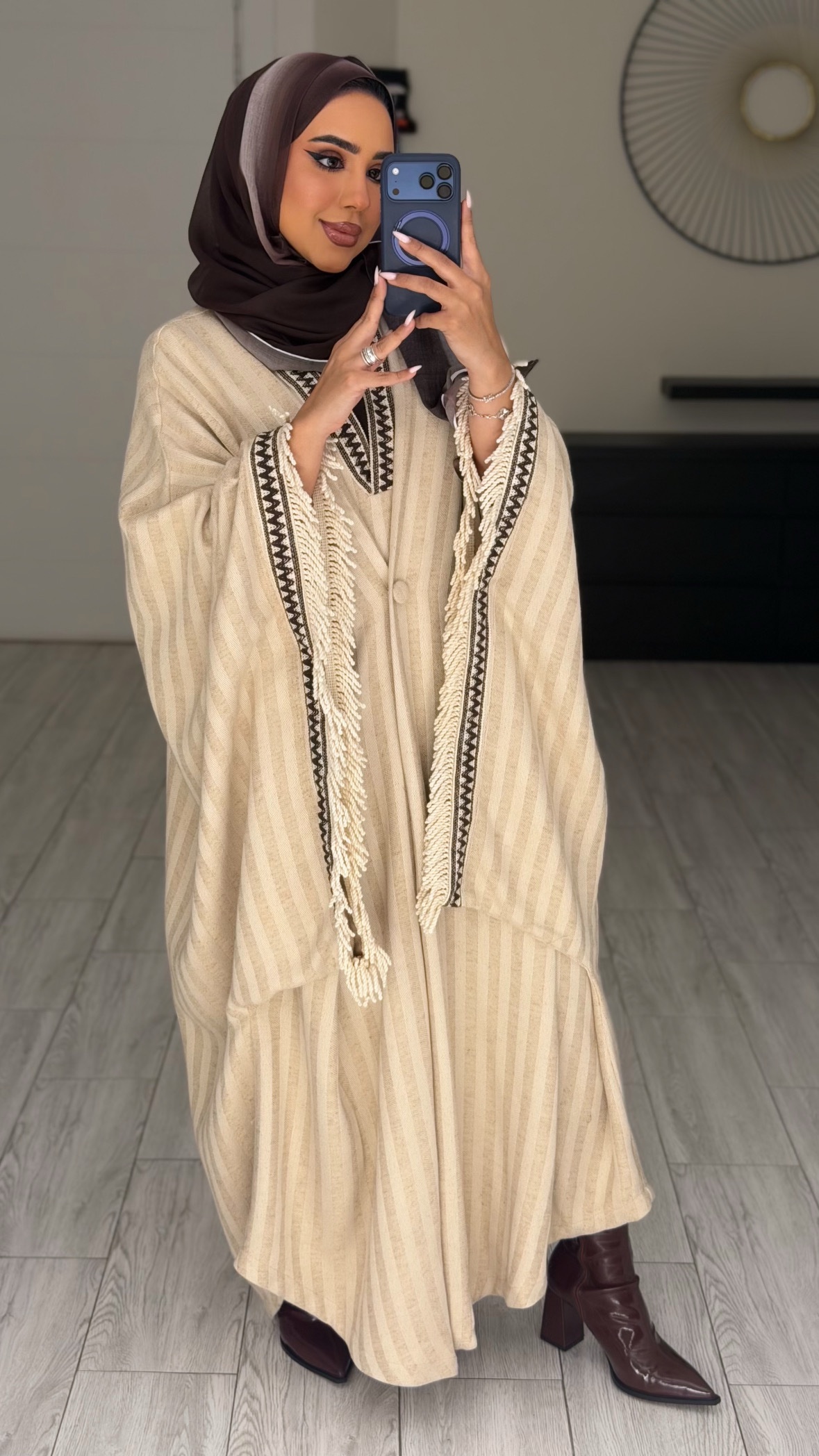 Lines kaftan - Beige - الصورة 5