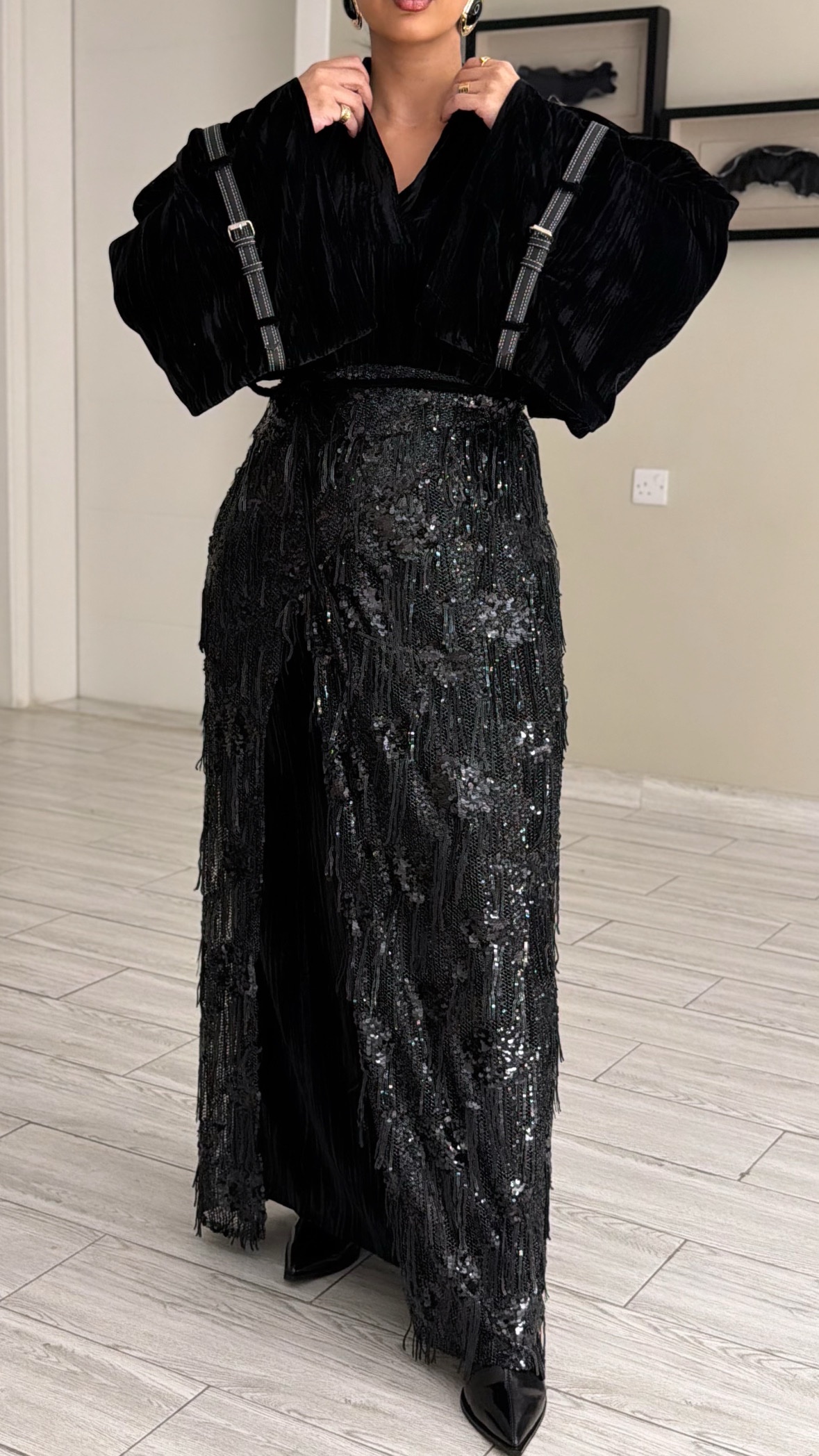Glitter kaftan - black - الصورة 2