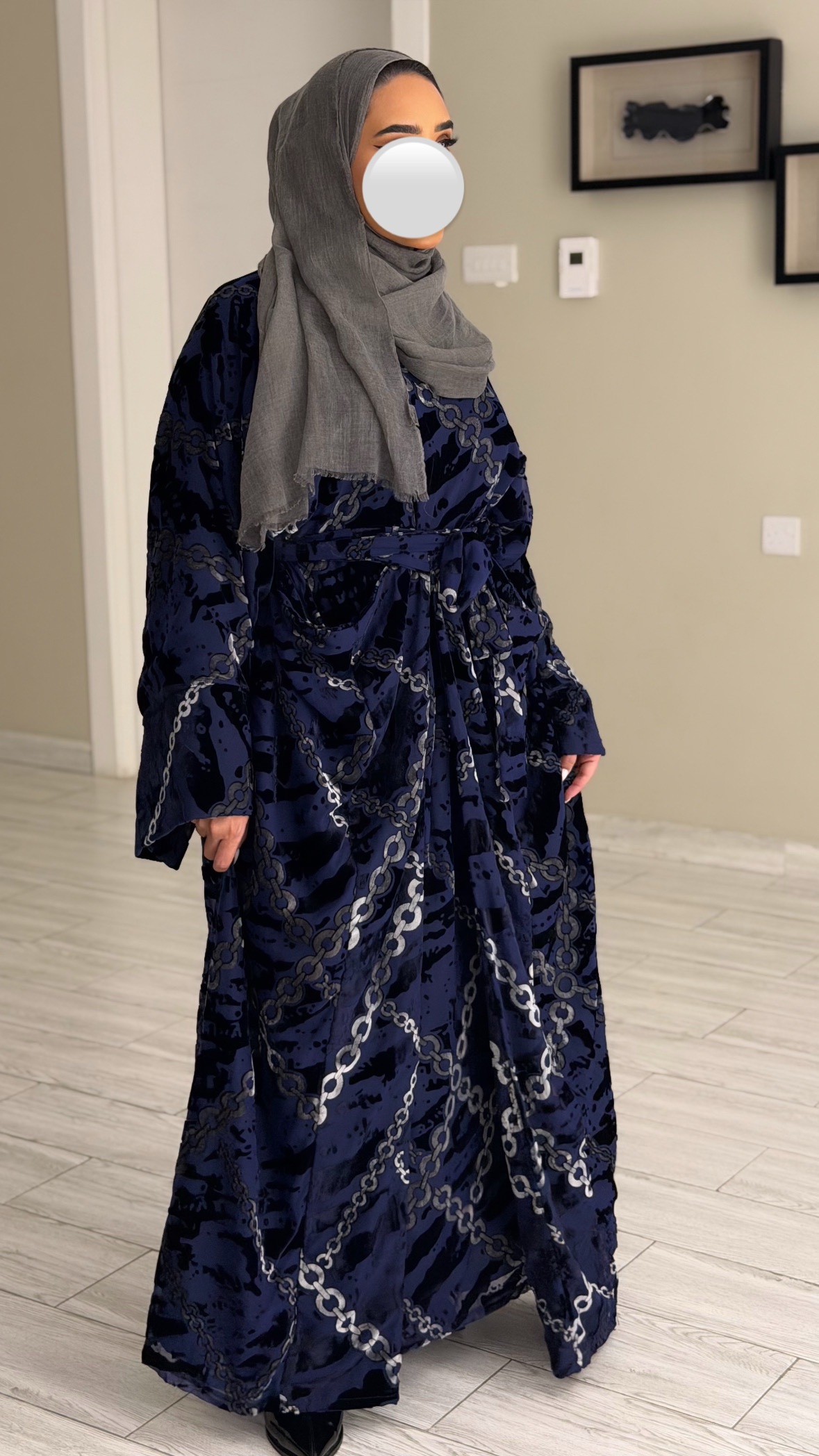 Navy kaftan - wrapping - الصورة 2