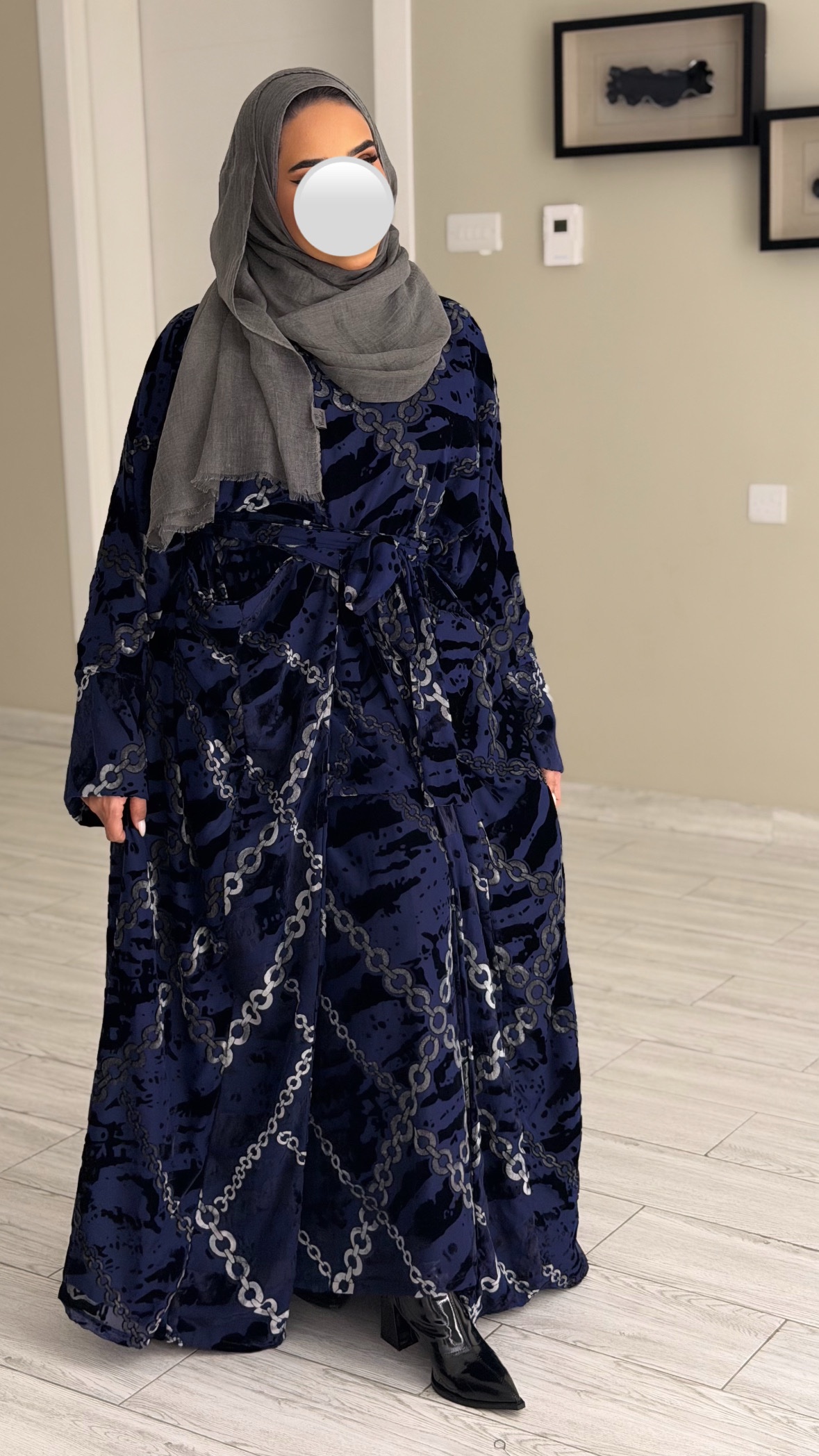 Navy kaftan - wrapping - الصورة 3