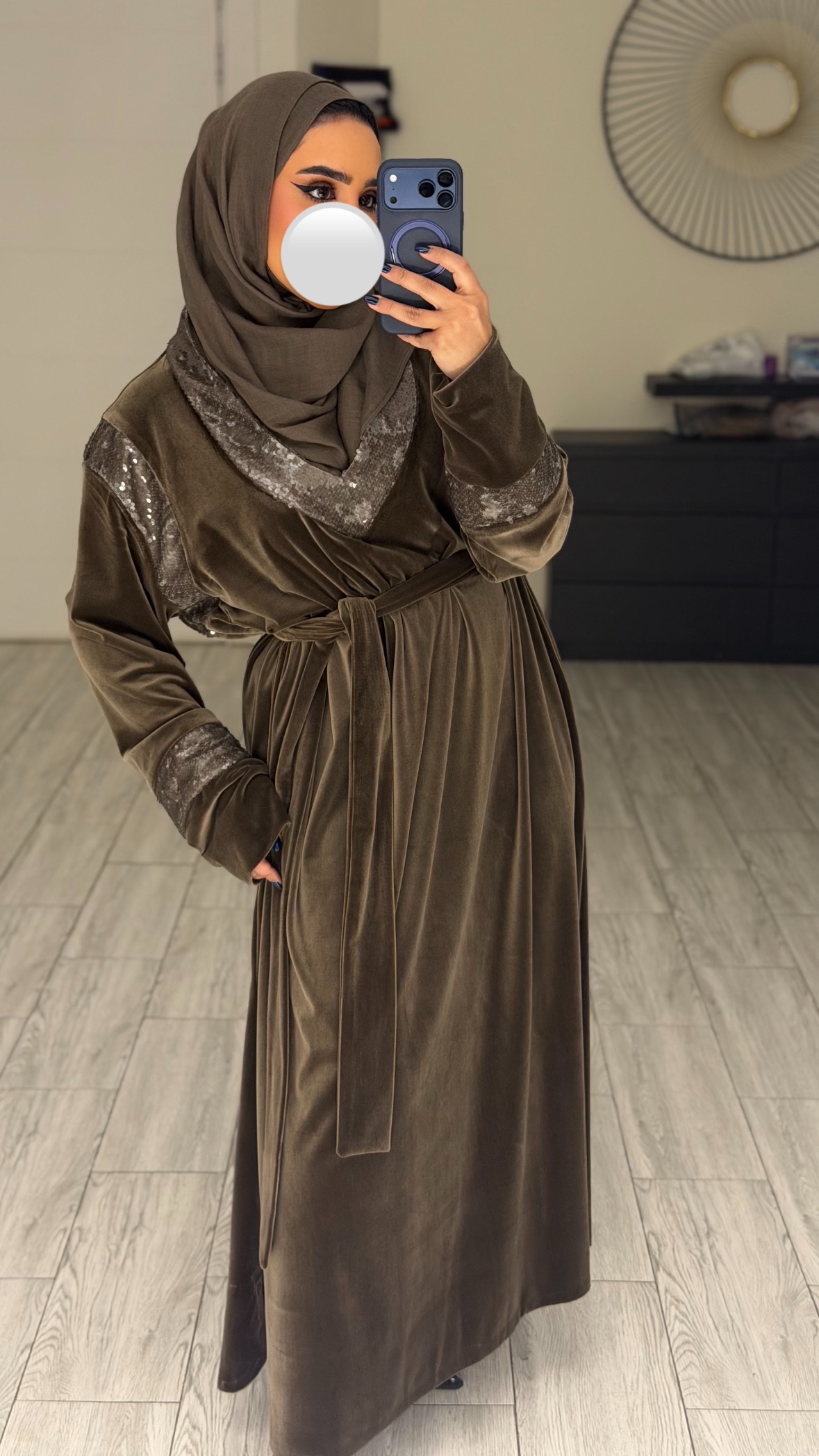 دراعه فري سايز مع شك - كحلي - الصورة 13