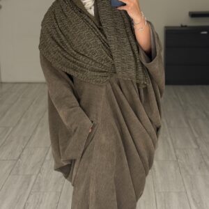 دراعه فري سايز مع شال دانتيل - بيج