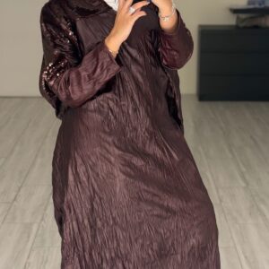 دراعه جلد فري سايز مع ترتر - عنابي