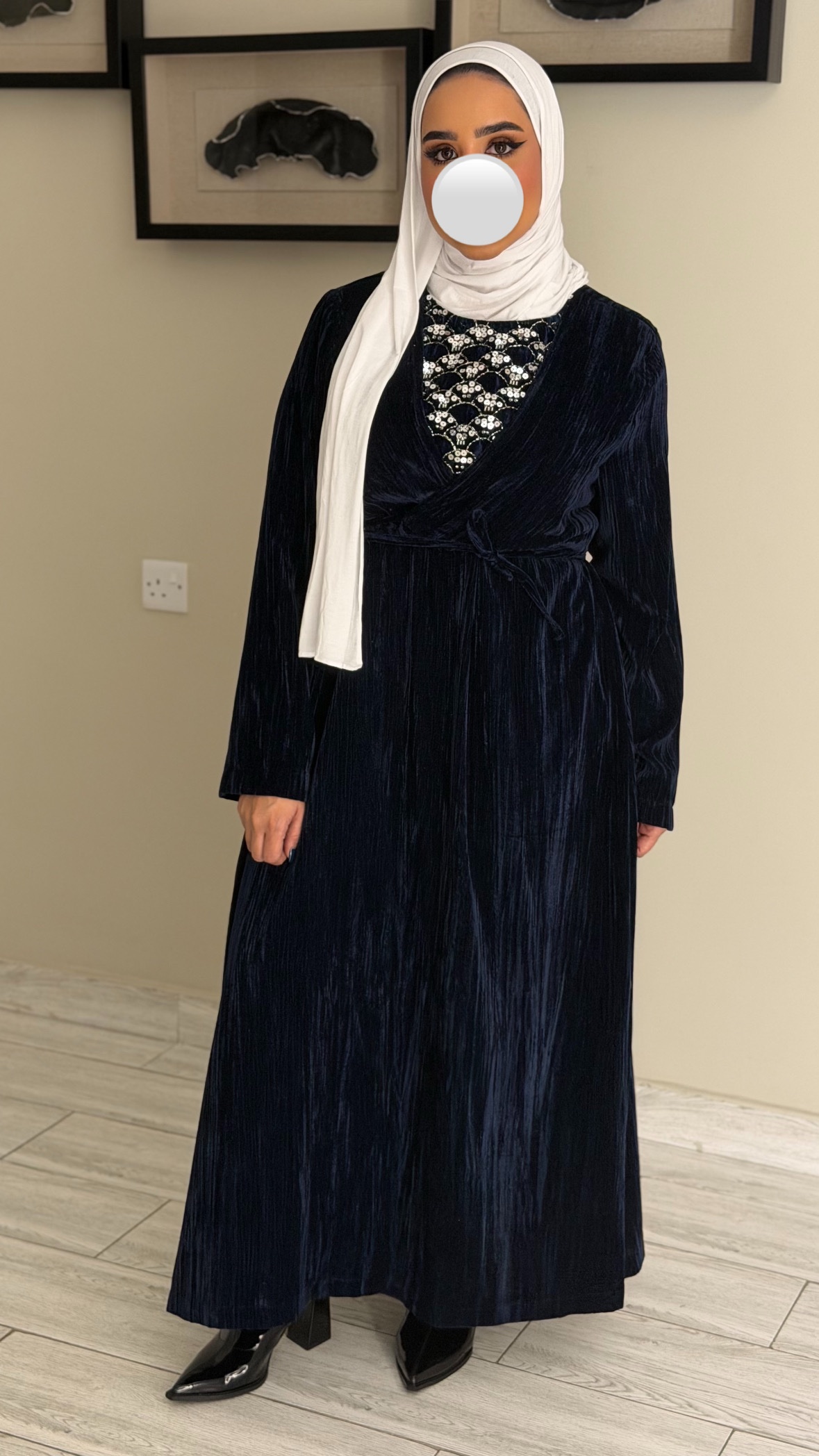 دراعه مخمل كحلي مع شك عالصدر - الصورة 8