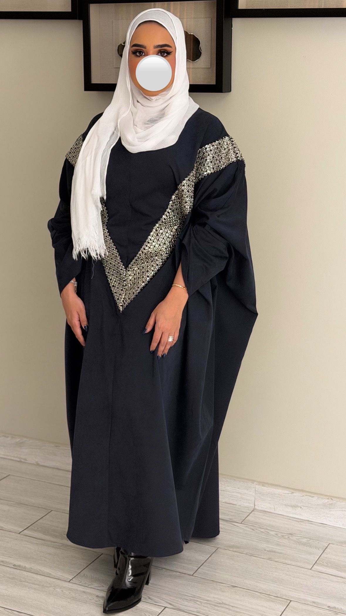 دراعه فري سايز مع شك - كحلي - الصورة 6