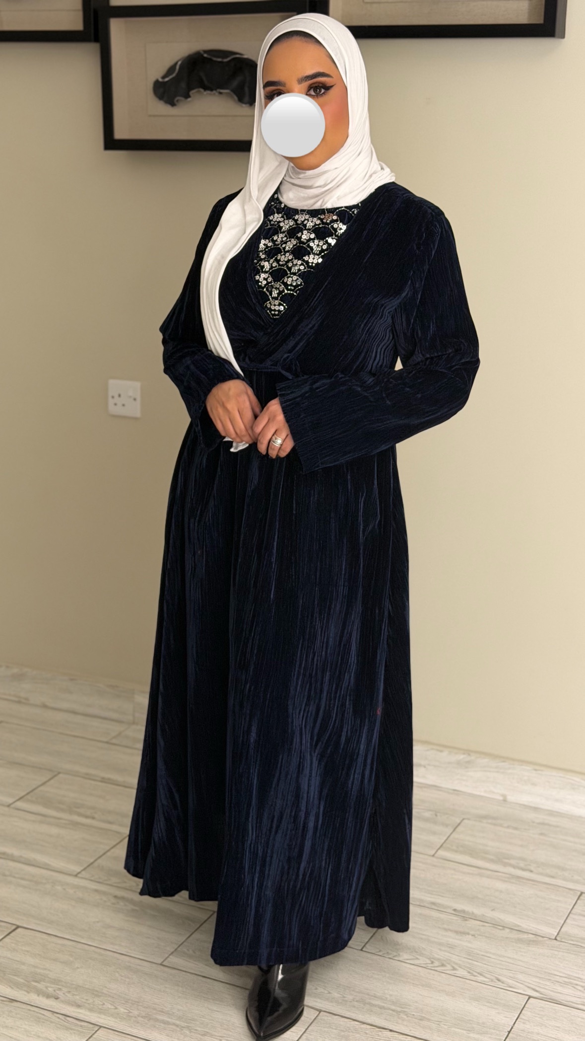 دراعه مخمل كحلي مع شك عالصدر