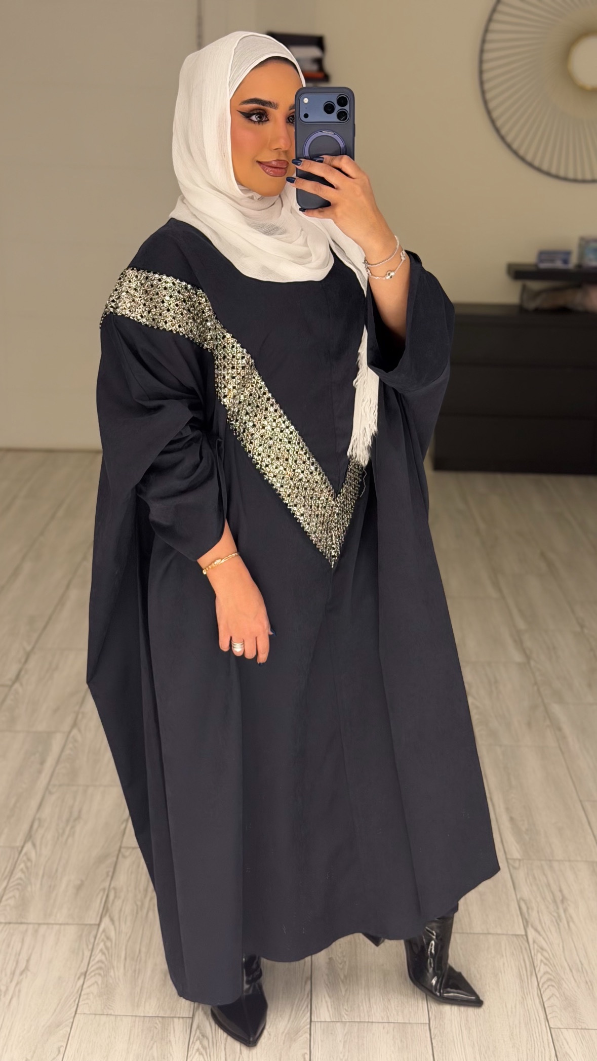 دراعه فري سايز مع شك - كحلي - الصورة 9