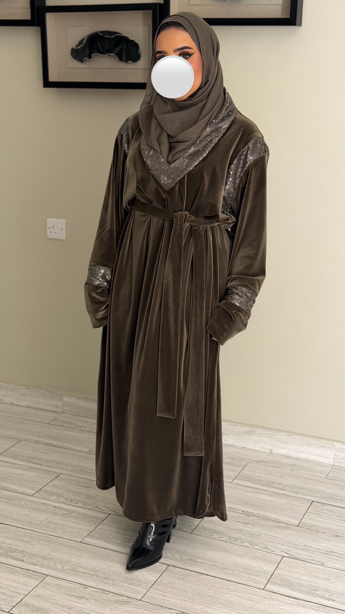 دراعه فري سايز مع شك - كحلي - الصورة 11