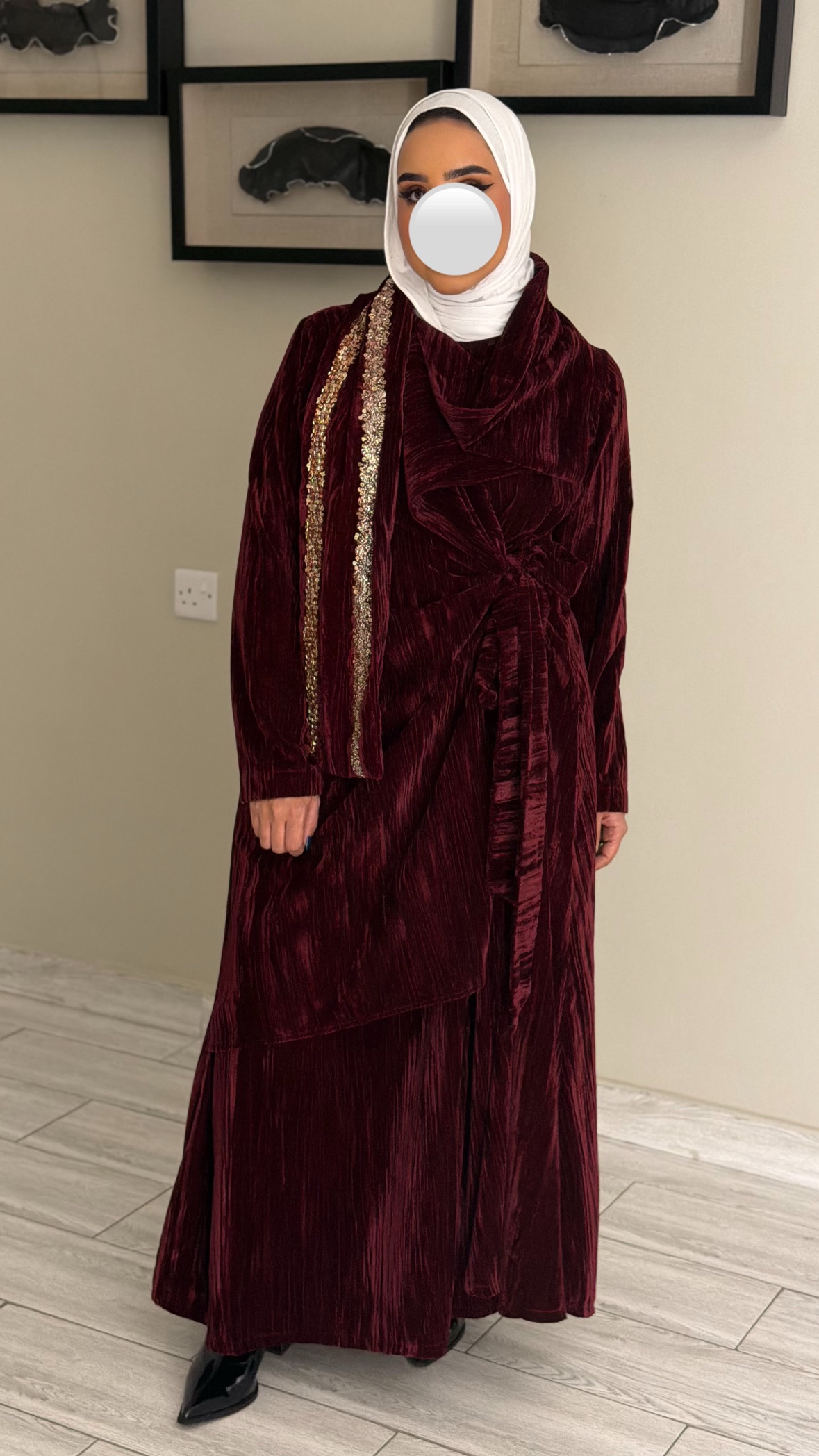 دراعه مخمل كحلي مع شك عالسكارف - الصورة 4