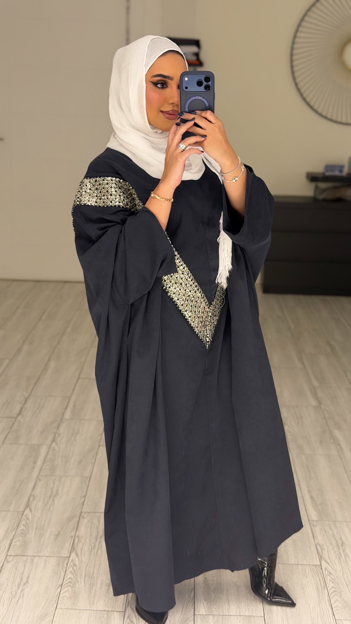 دراعه فري سايز مع شك - كحلي - الصورة 5