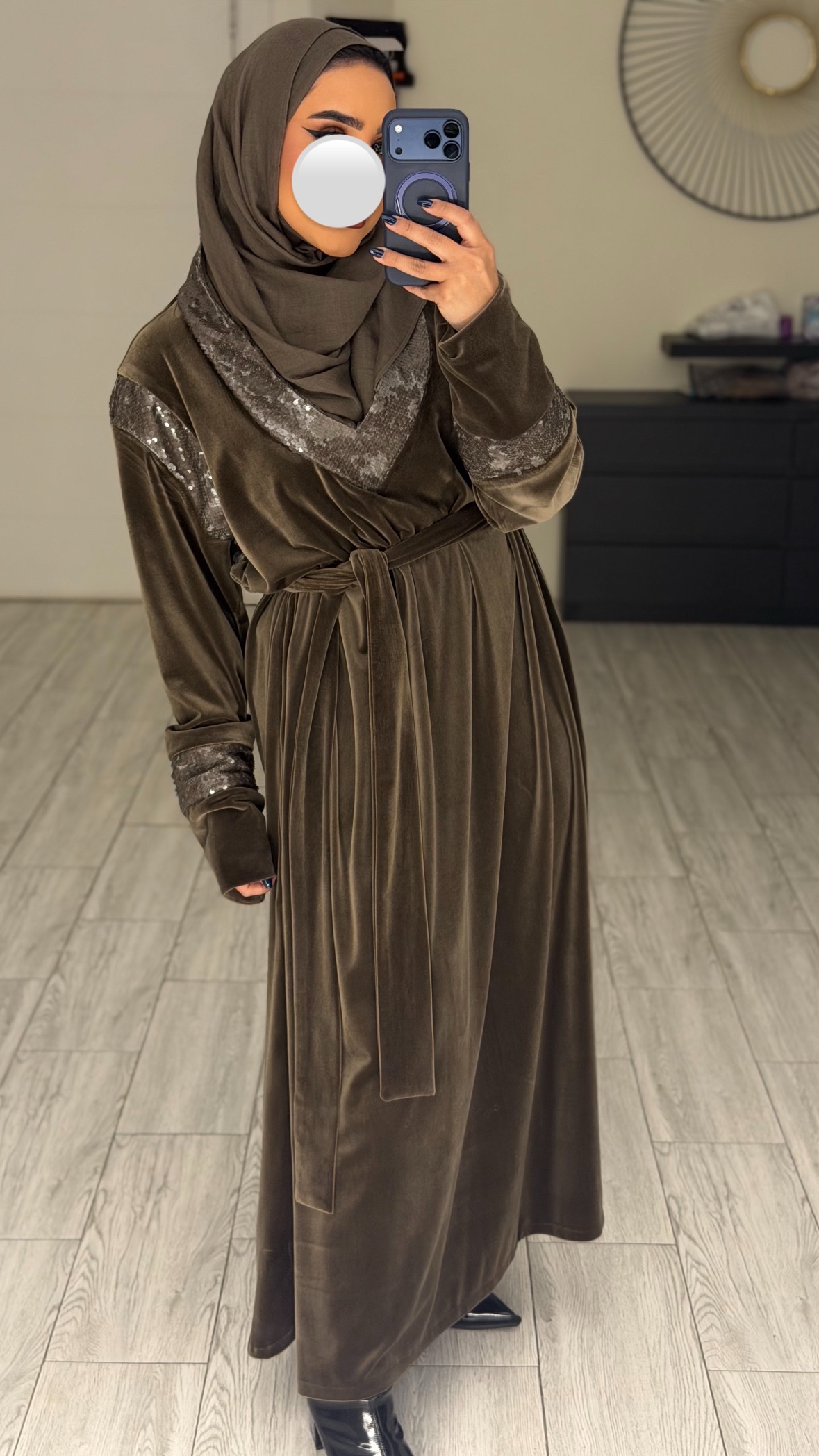 دراعه فري سايز مع شك - كحلي - الصورة 10