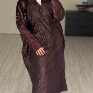 Alternative view of دراعه جلد فري سايز مع ترتر - عنابي