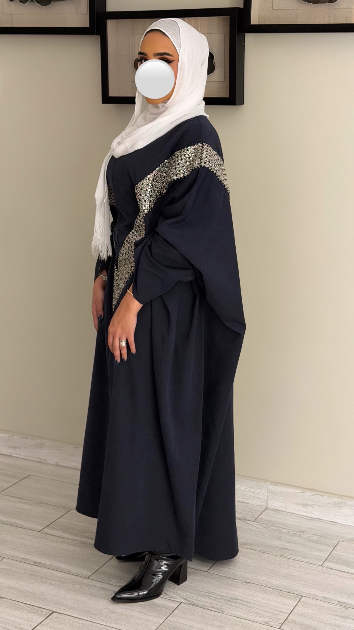 دراعه فري سايز مع شك - كحلي - الصورة 3