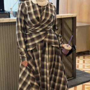 Alternative view of Wrapping Kaftan - Checked brown