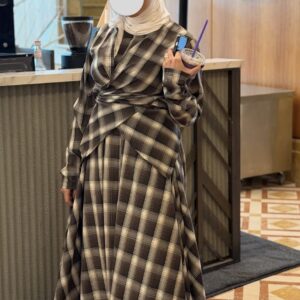 Wrapping Kaftan - Checked brown