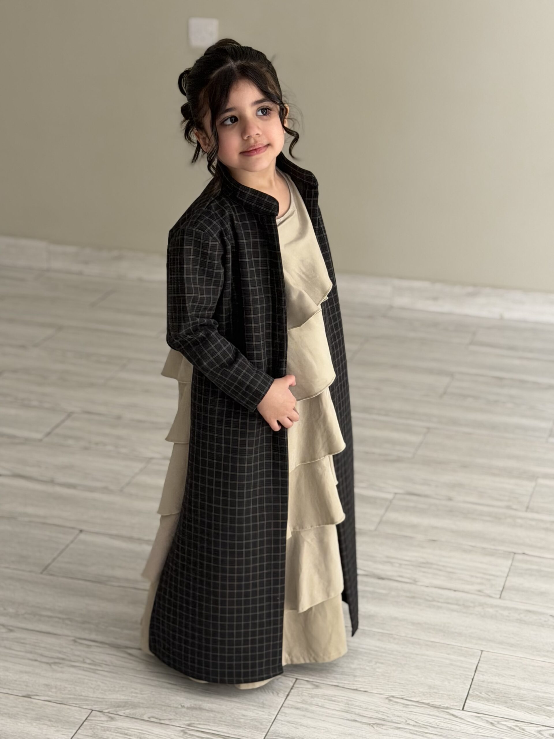 Checked Ruffles Kaftan