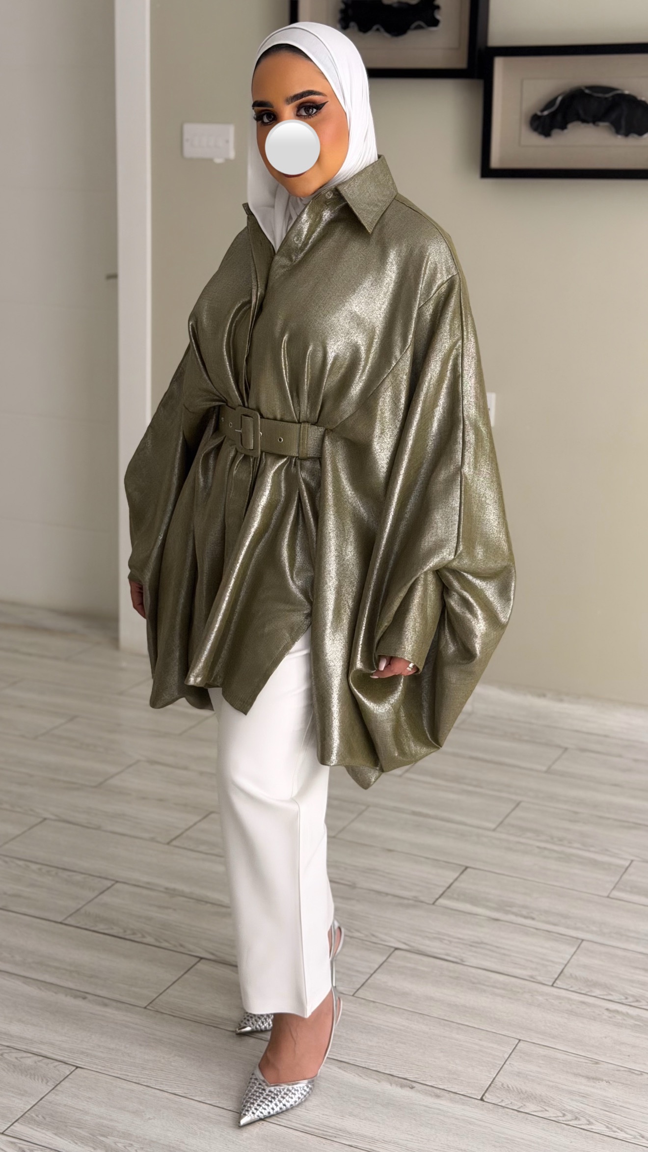 Metalic olive Shirt - الصورة 4