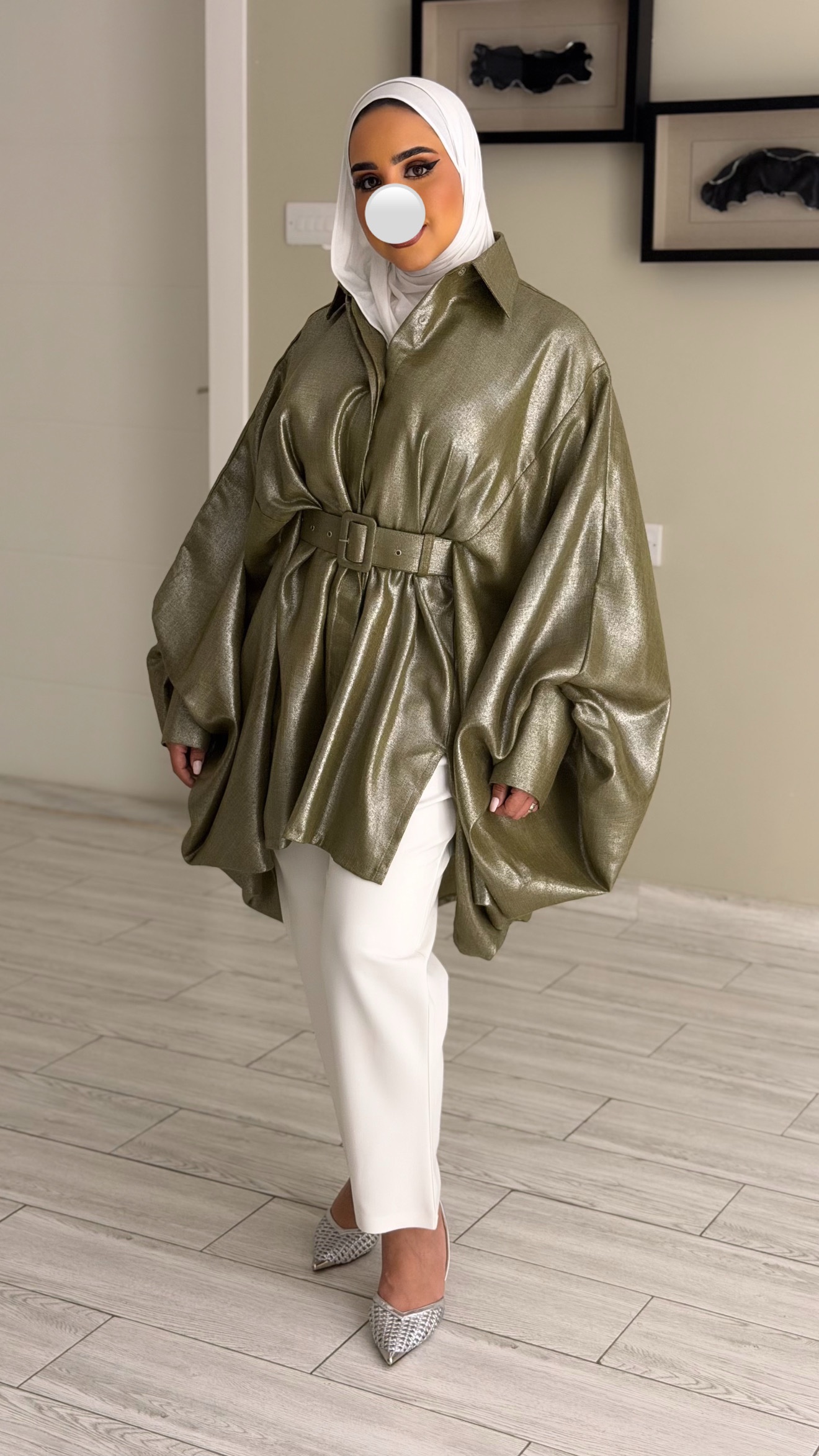 Metalic olive Shirt - الصورة 2