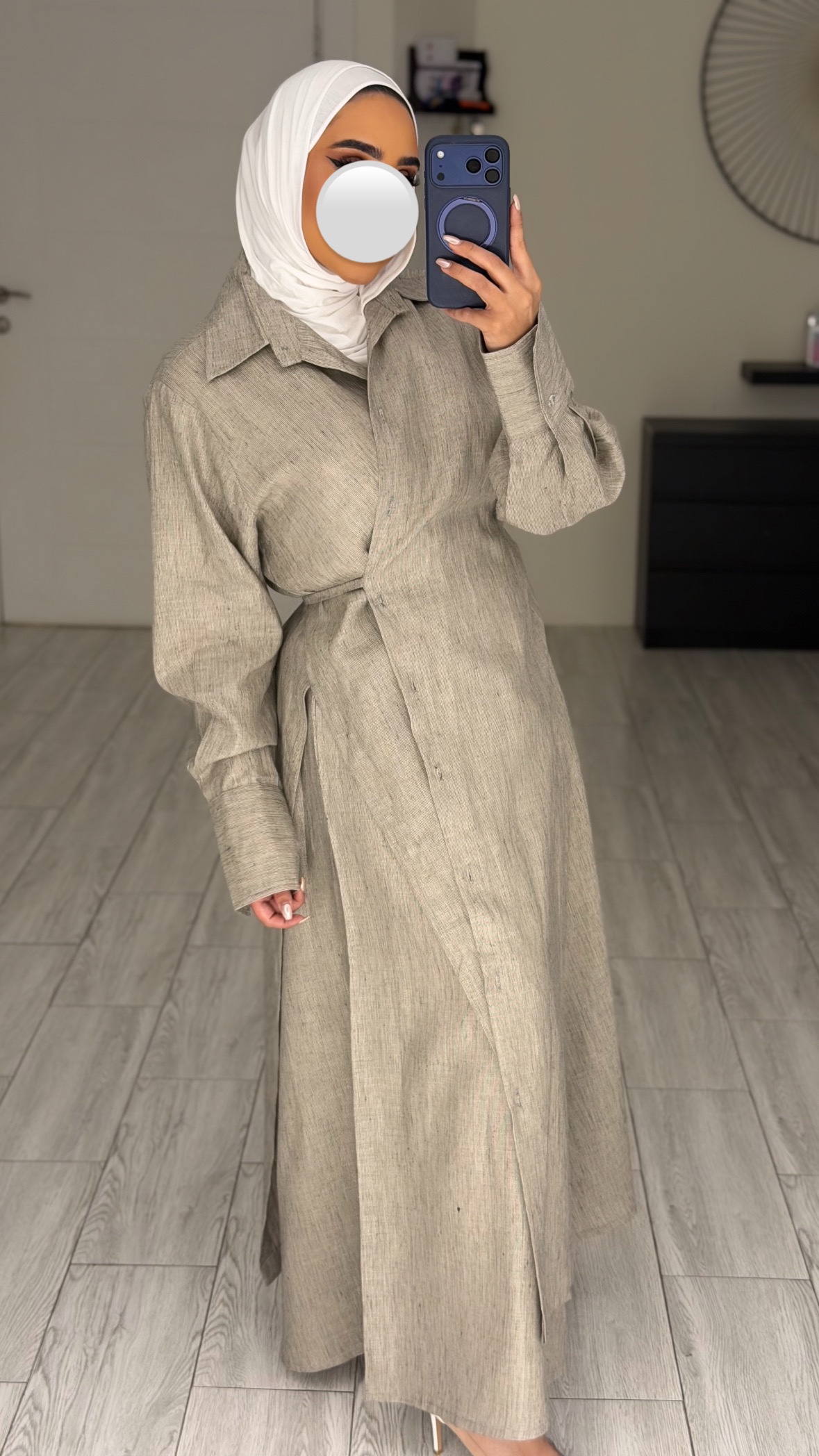 Linen pure - beigeXblack set - الصورة 4