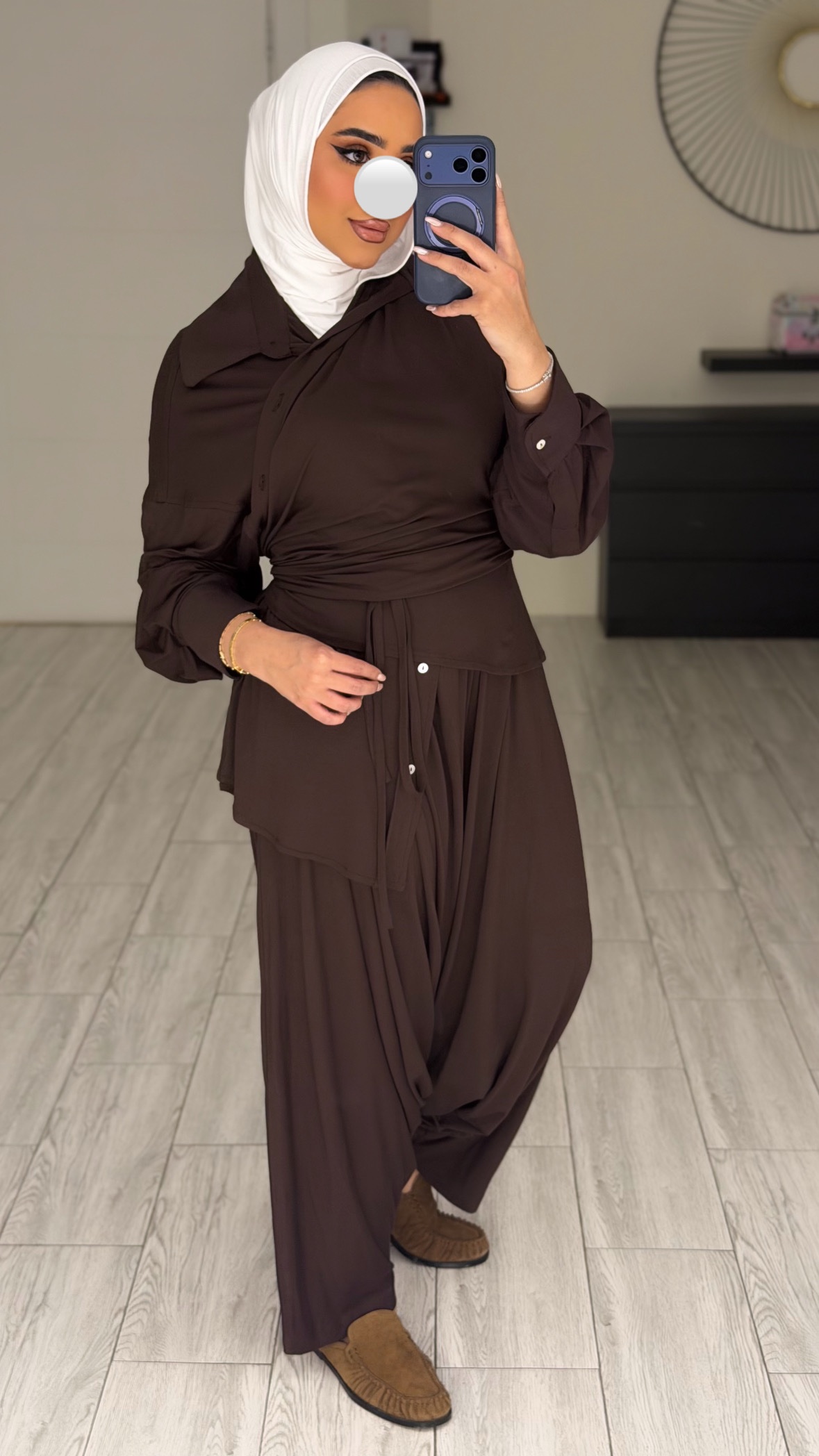 Casual sharwal Set - Brown - الصورة 3