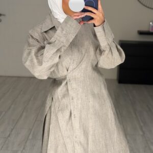 Alternative view of Linen pure - beigeXblack set