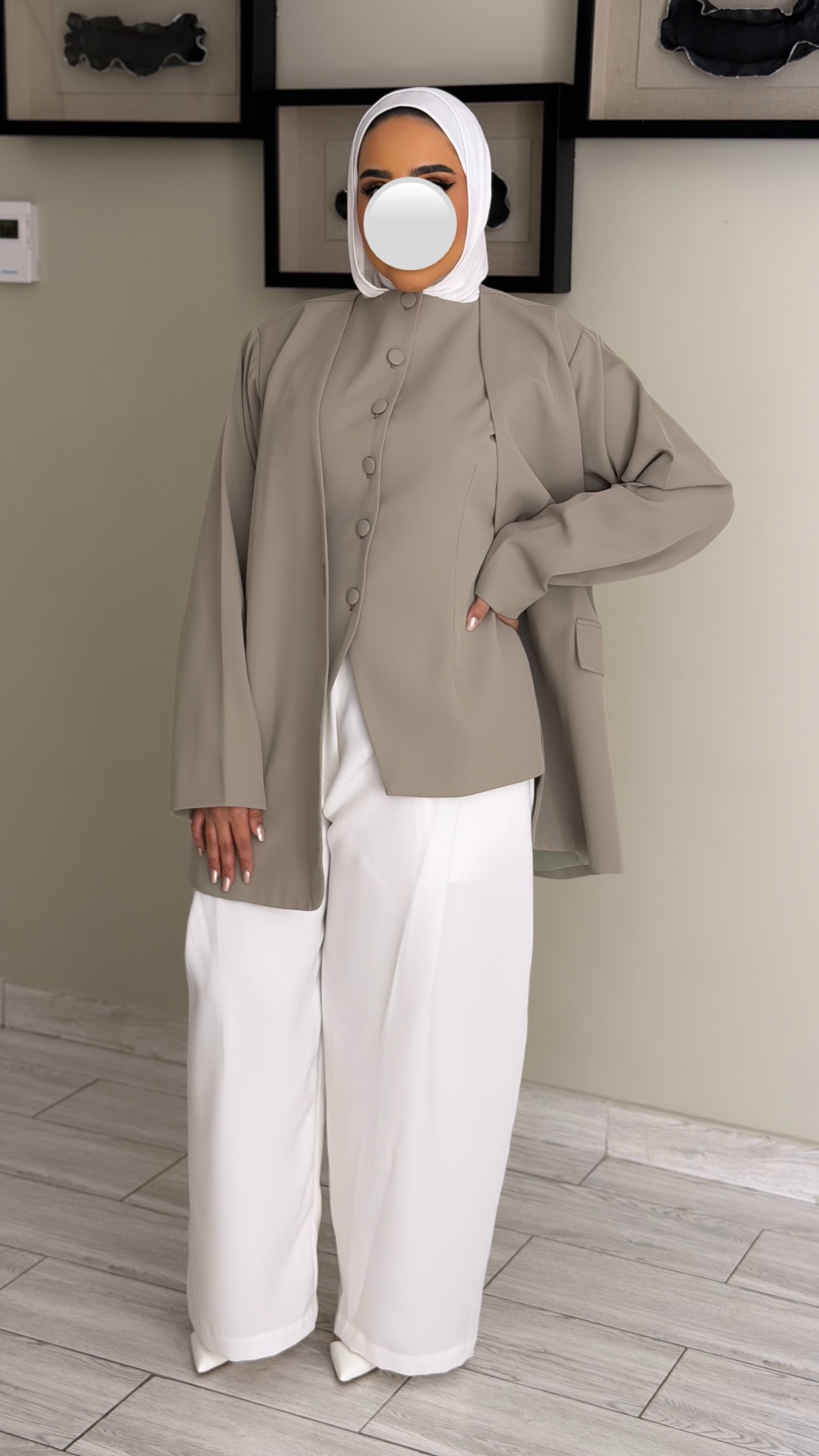 Light beige Set - vest-jacket