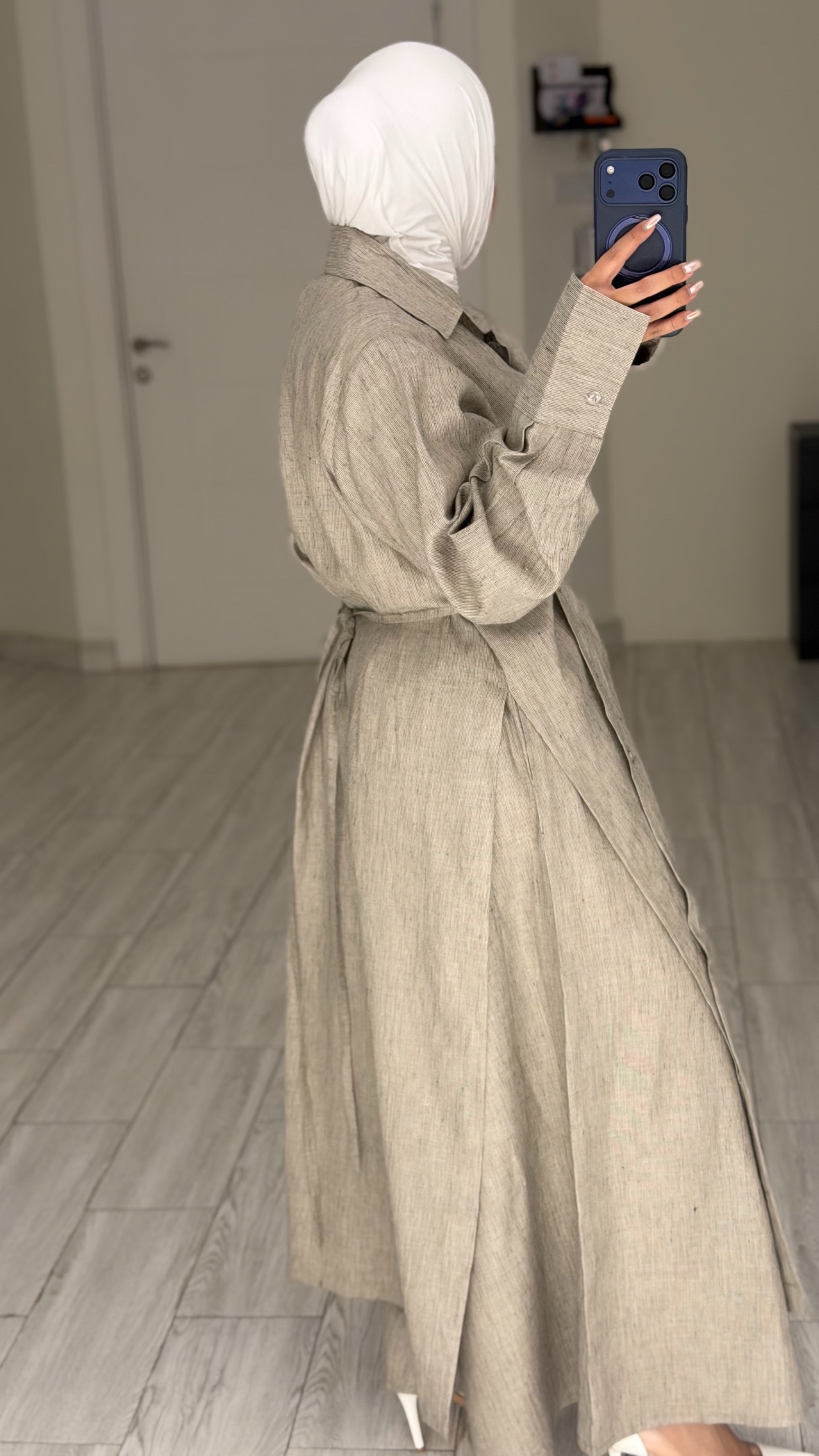 Linen pure - beigeXblack set - الصورة 6