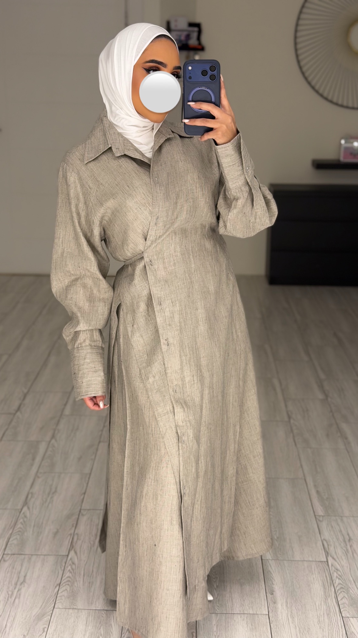 Linen pure - beigeXblack set - الصورة 5