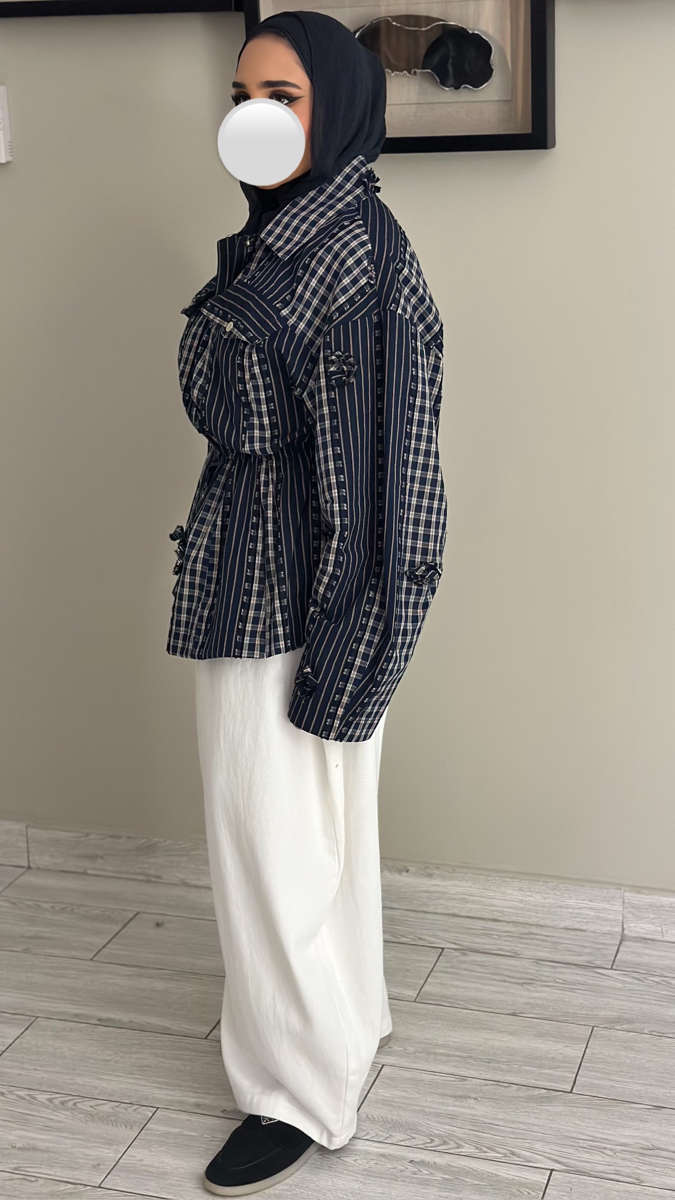 Checked Flower Top - الصورة 2