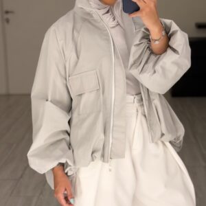 Bomber Jacket - light Grey - الصورة 3