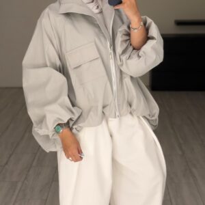 Bomber Jacket - light Grey - الصورة 4