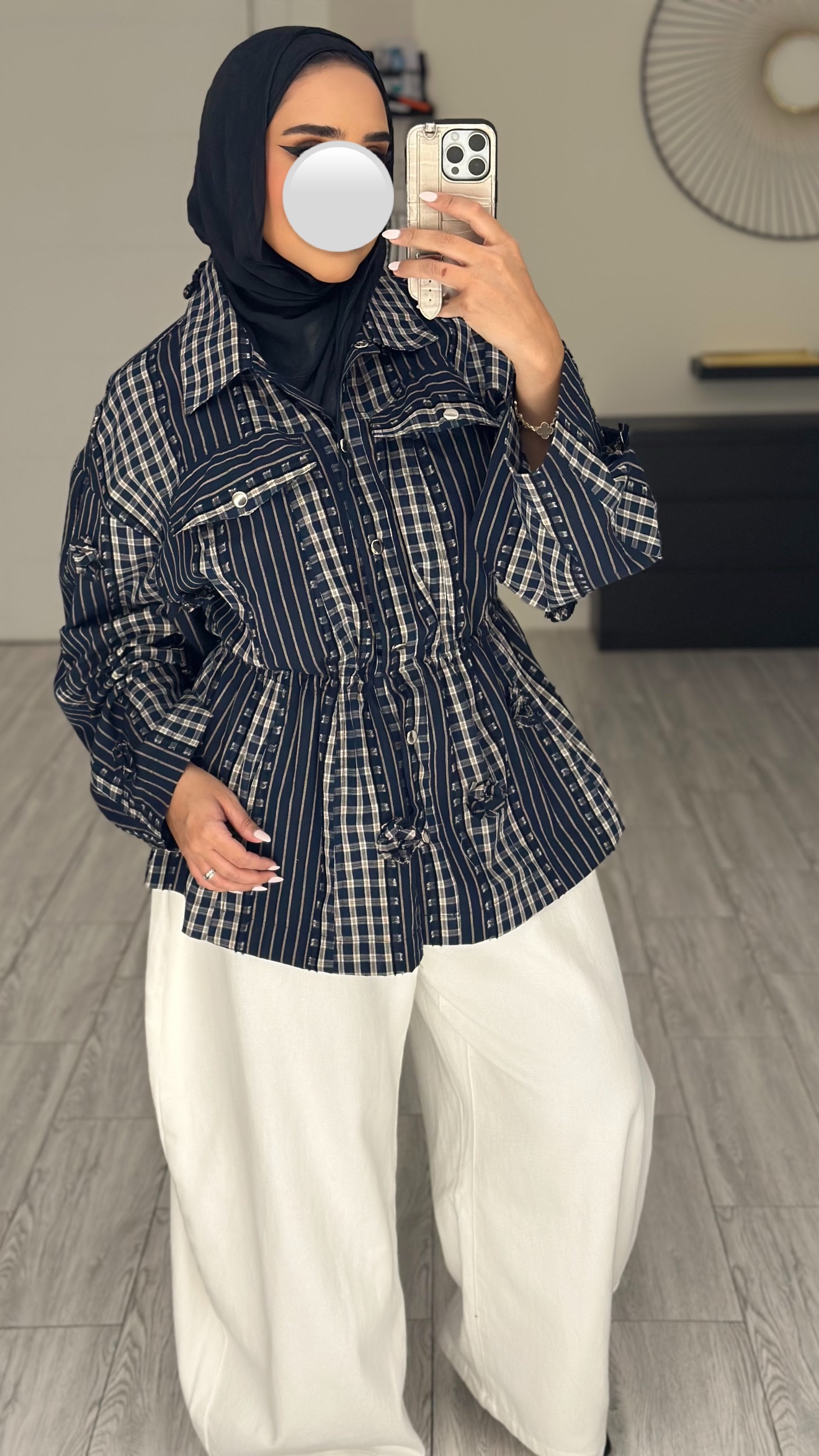 Checked Flower Top - الصورة 4