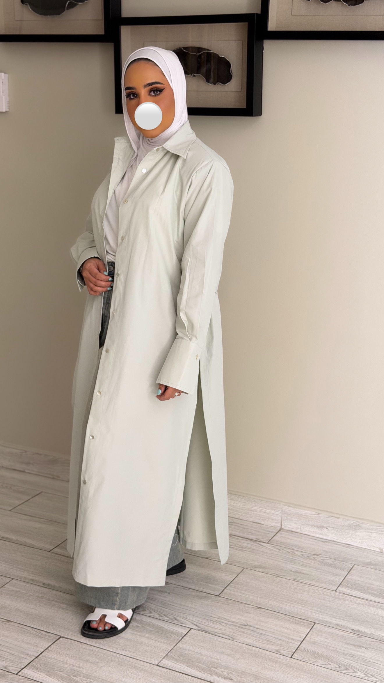 FreeSize Cotton Shirt - Milky Green - الصورة 5