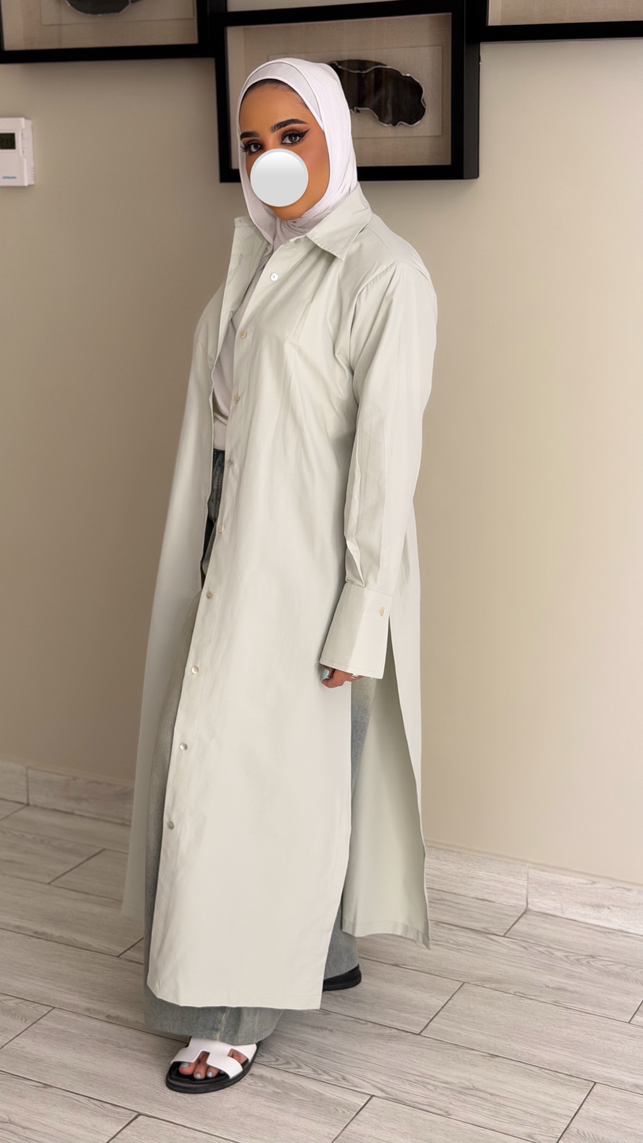FreeSize Cotton Shirt - Milky Green - الصورة 4