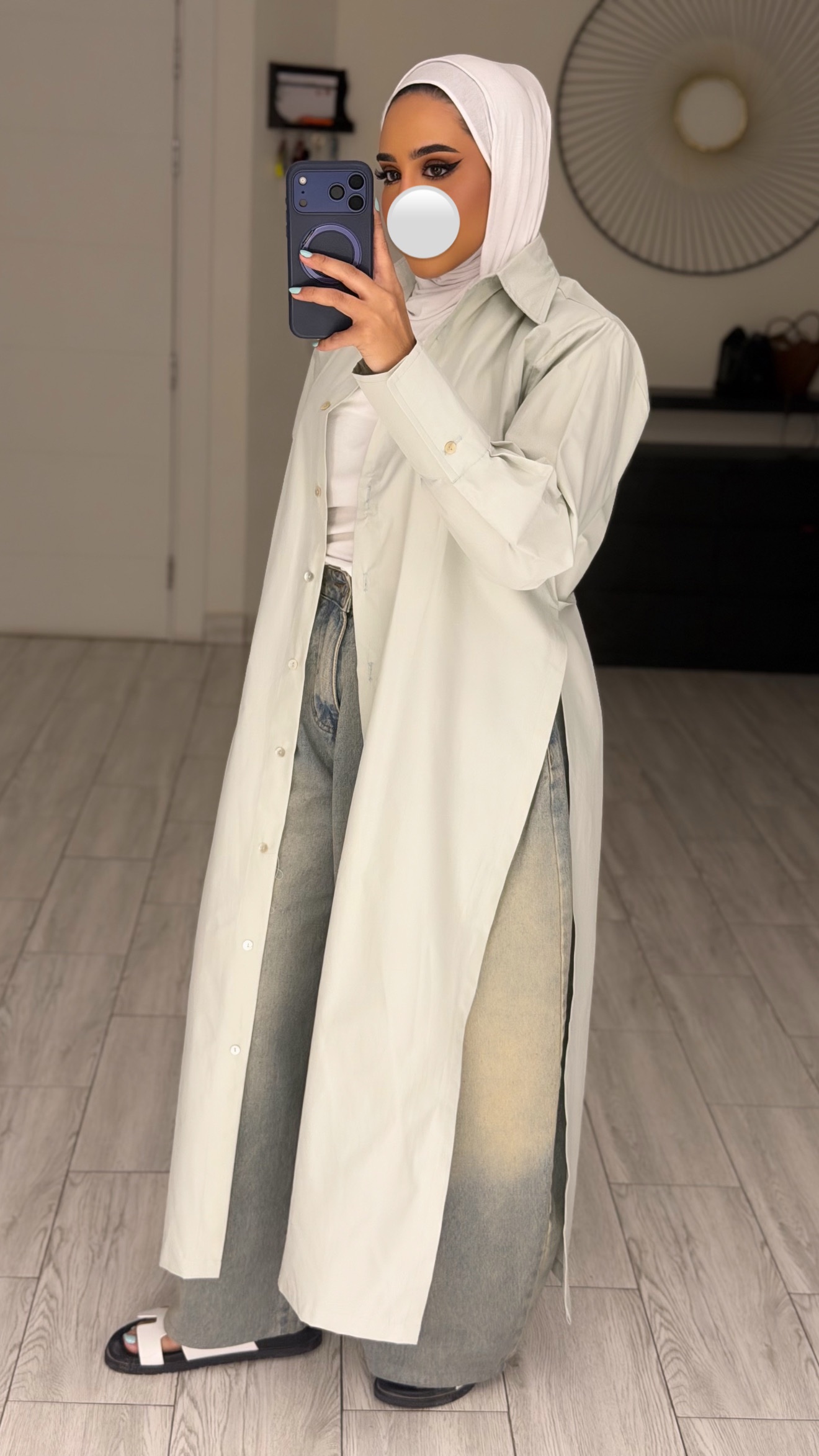 FreeSize Cotton Shirt - Milky Green - الصورة 3