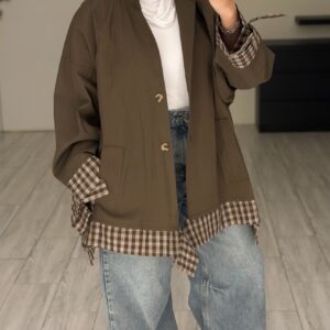 BrownXChecked Jacket - الصورة 3