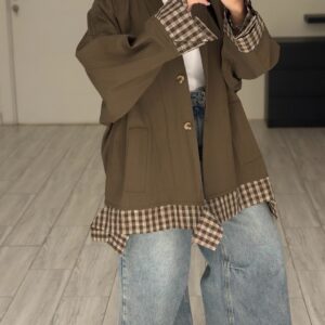 BrownXChecked Jacket - الصورة 4