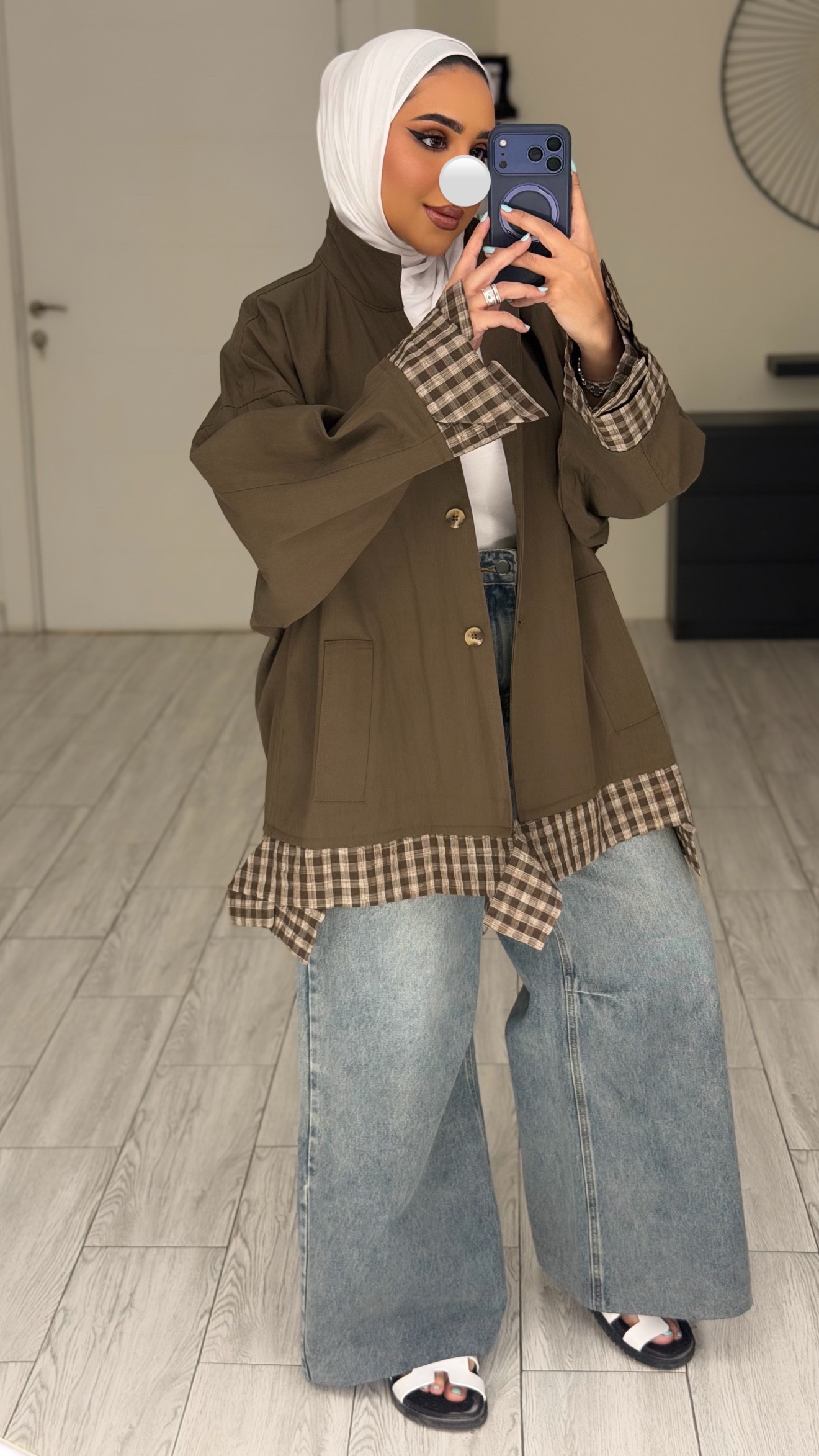 BrownXChecked Jacket - الصورة 4