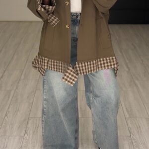 BrownXChecked Jacket - الصورة 5