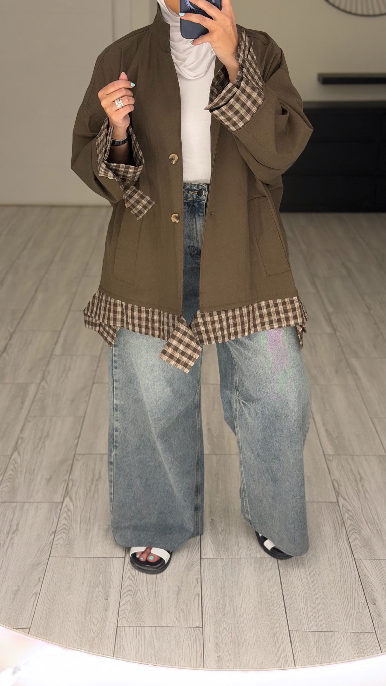 BrownXChecked Jacket - الصورة 5