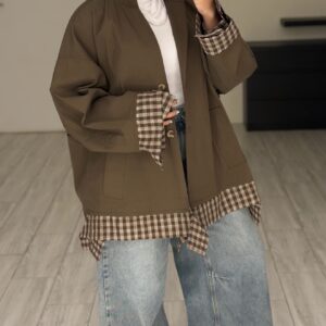 BrownXChecked Jacket - الصورة 7