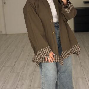 BrownXChecked Jacket - الصورة 6