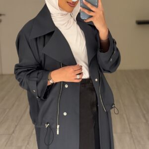 ⁦Modern long jacket - blueGrey⁩ - الصورة ⁦4⁩