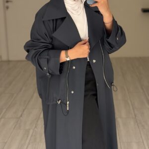 ⁦Modern long jacket - blueGrey⁩ - الصورة ⁦7⁩