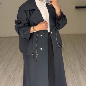 ⁦Modern long jacket - blueGrey⁩ - الصورة ⁦5⁩