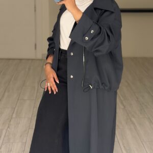 ⁦Modern long jacket - blueGrey⁩ - الصورة ⁦8⁩