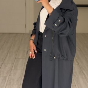 ⁦Modern long jacket - blueGrey⁩ - الصورة ⁦9⁩