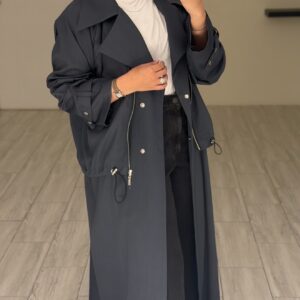 ⁦Modern long jacket - blueGrey⁩ - الصورة ⁦6⁩